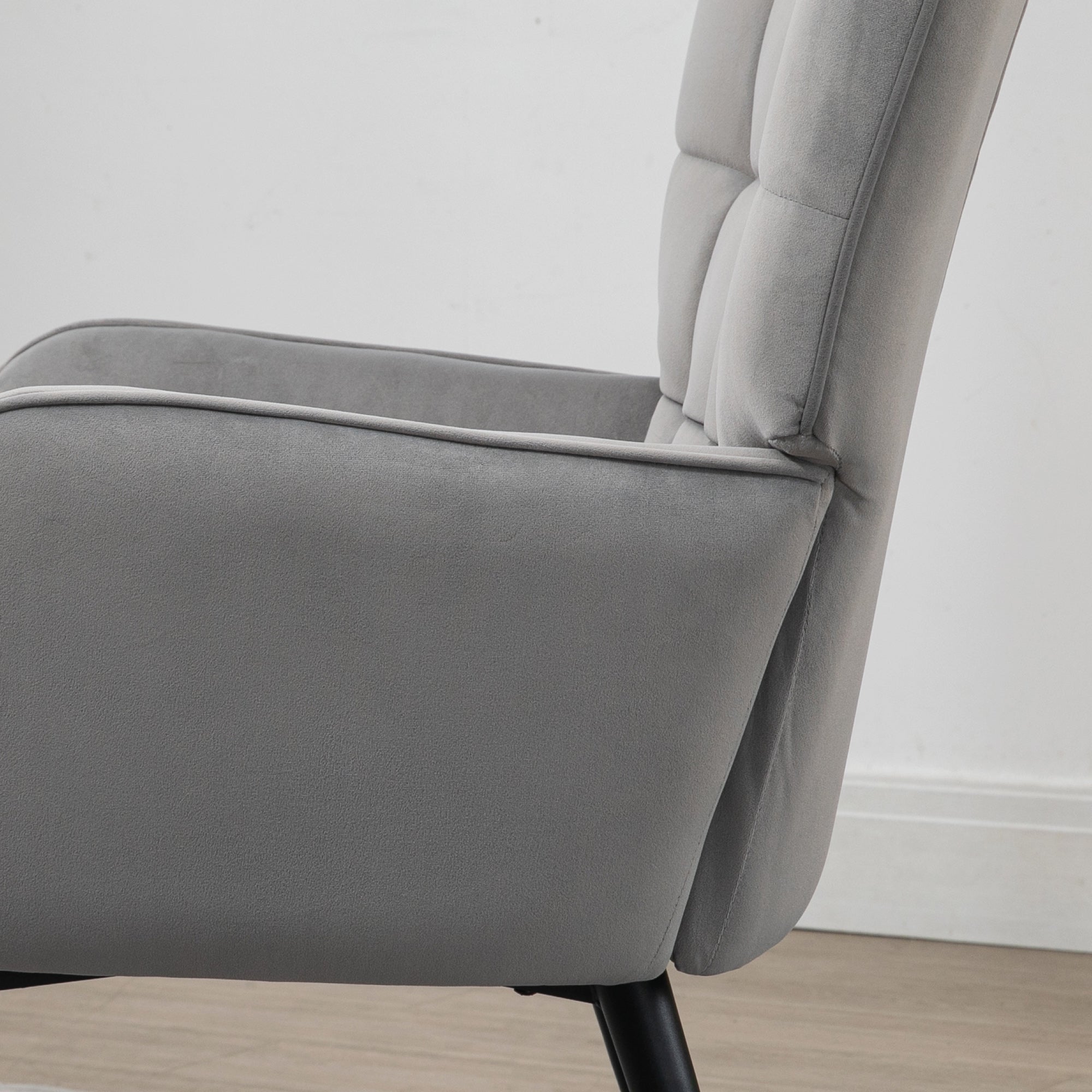 Armchair with Footstool Chair Lounge Chair with Velvet Look, Modern Recliner, TV Chair, Upholstered Chair for Living Room, Bedroom, Light Gray