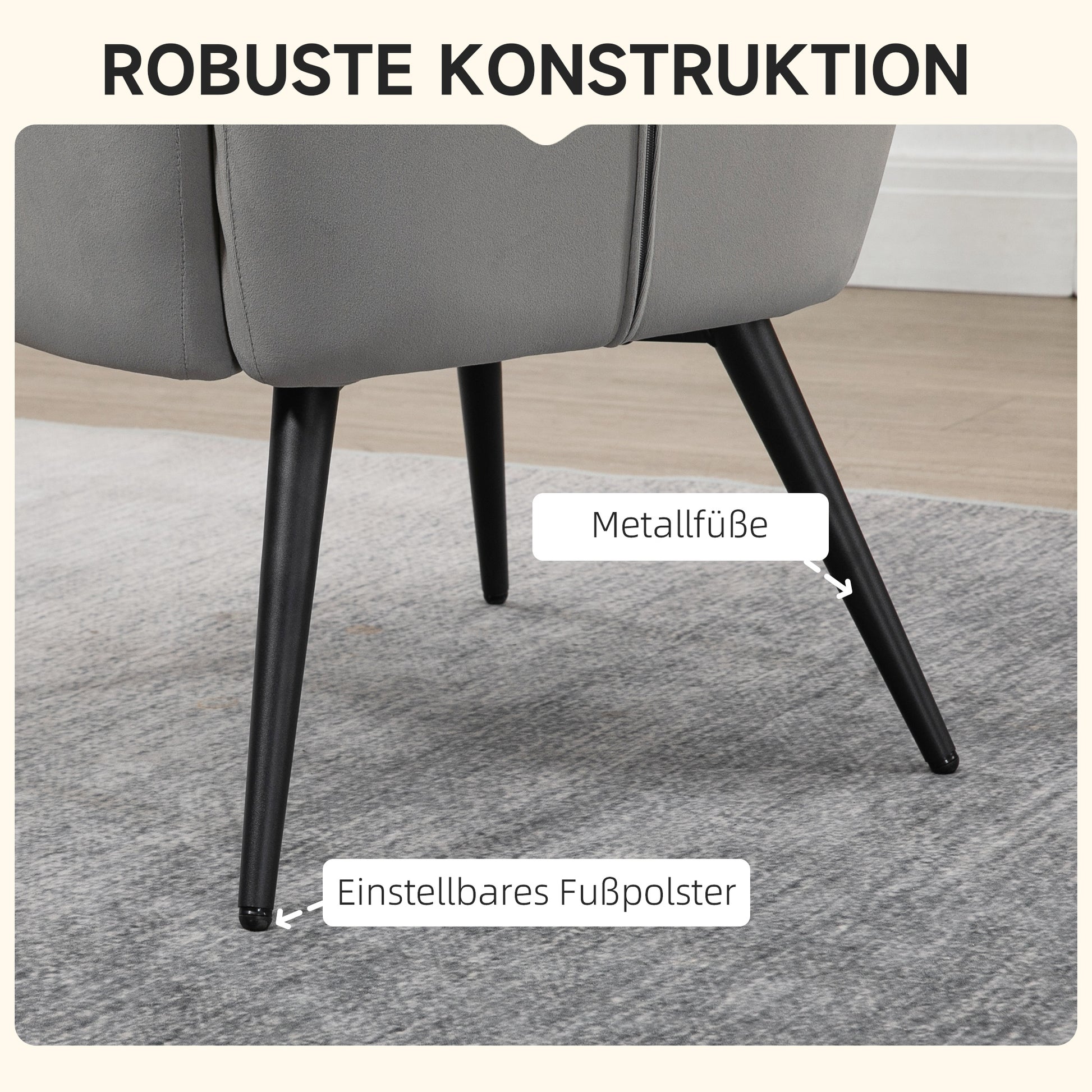 Armchair with Footstool Chair Lounge Chair with Velvet Look, Modern Recliner, TV Chair, Upholstered Chair for Living Room, Bedroom, Light Gray