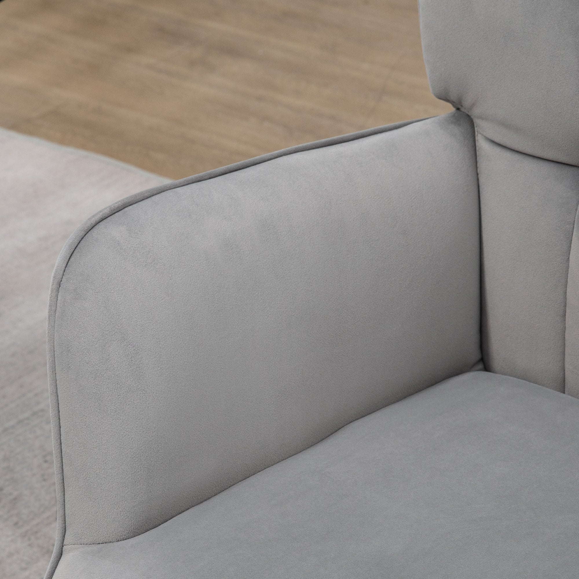 Armchair with Footstool Chair Lounge Chair with Velvet Look, Modern Recliner, TV Chair, Upholstered Chair for Living Room, Bedroom, Light Gray