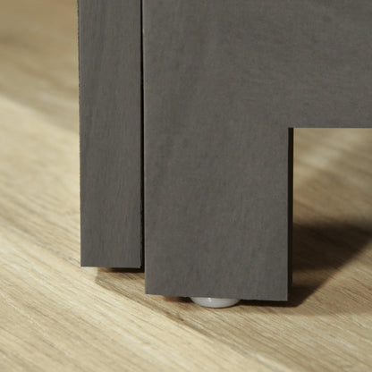 Indoor Room Divider 4 Panels 160L x 170H cm 3 Shelves Foldable Room Divider Louvered Doors Paulownia Wood Gray