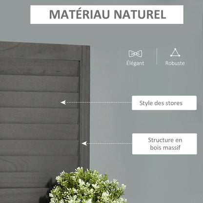 Indoor Room Divider 4 Panels 160L x 170H cm 3 Shelves Foldable Room Divider Louvered Doors Paulownia Wood Gray