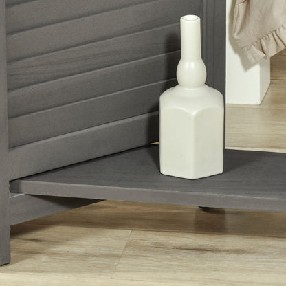 Indoor Room Divider 4 Panels 160L x 170H cm 3 Shelves Foldable Room Divider Louvered Doors Paulownia Wood Gray