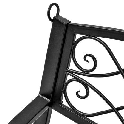 Hanging Bench 2-Seater Garden Swing Swing Bench Hollywood Swing Suspension Bench with Chains Metal Black 132 x 63 x 58 cm