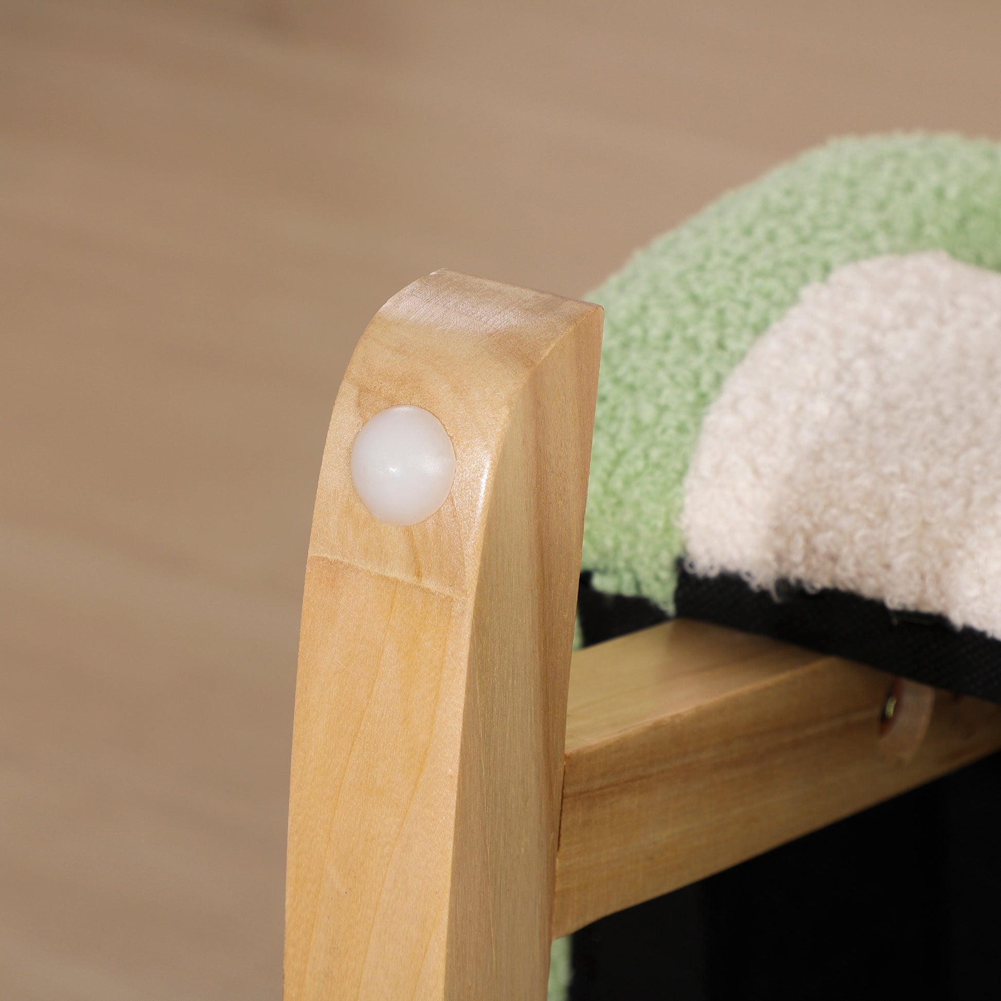Children's Sofa Rocking Chair for Toddlers Kids Armchair Kid's Couch for Children 1.5-3 Years Baby Seat for Nursery Playroom Faux Lambskin Eucalyptus Wood Green