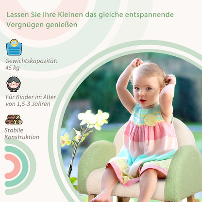 Children's Sofa Rocking Chair for Toddlers Kids Armchair Kid's Couch for Children 1.5-3 Years Baby Seat for Nursery Playroom Faux Lambskin Eucalyptus Wood Green