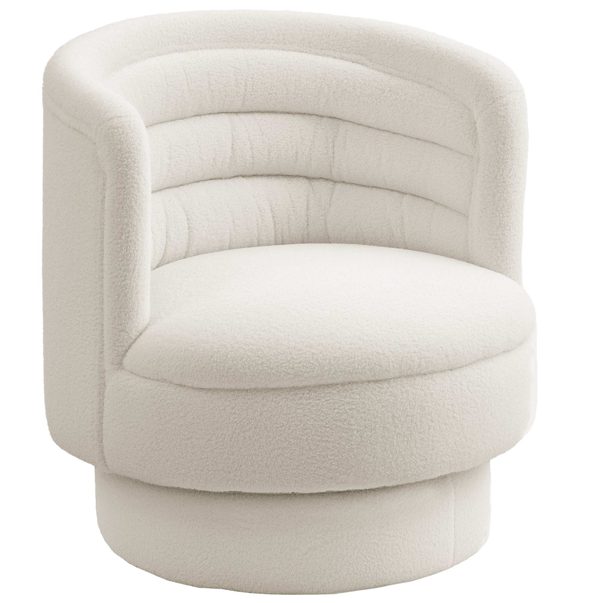 Chair Living Room Swivel Recliner with Armrests, Lounge Chair Reading Chair with Sherpa Look, Upholstered Chair for Bedroom Cream White