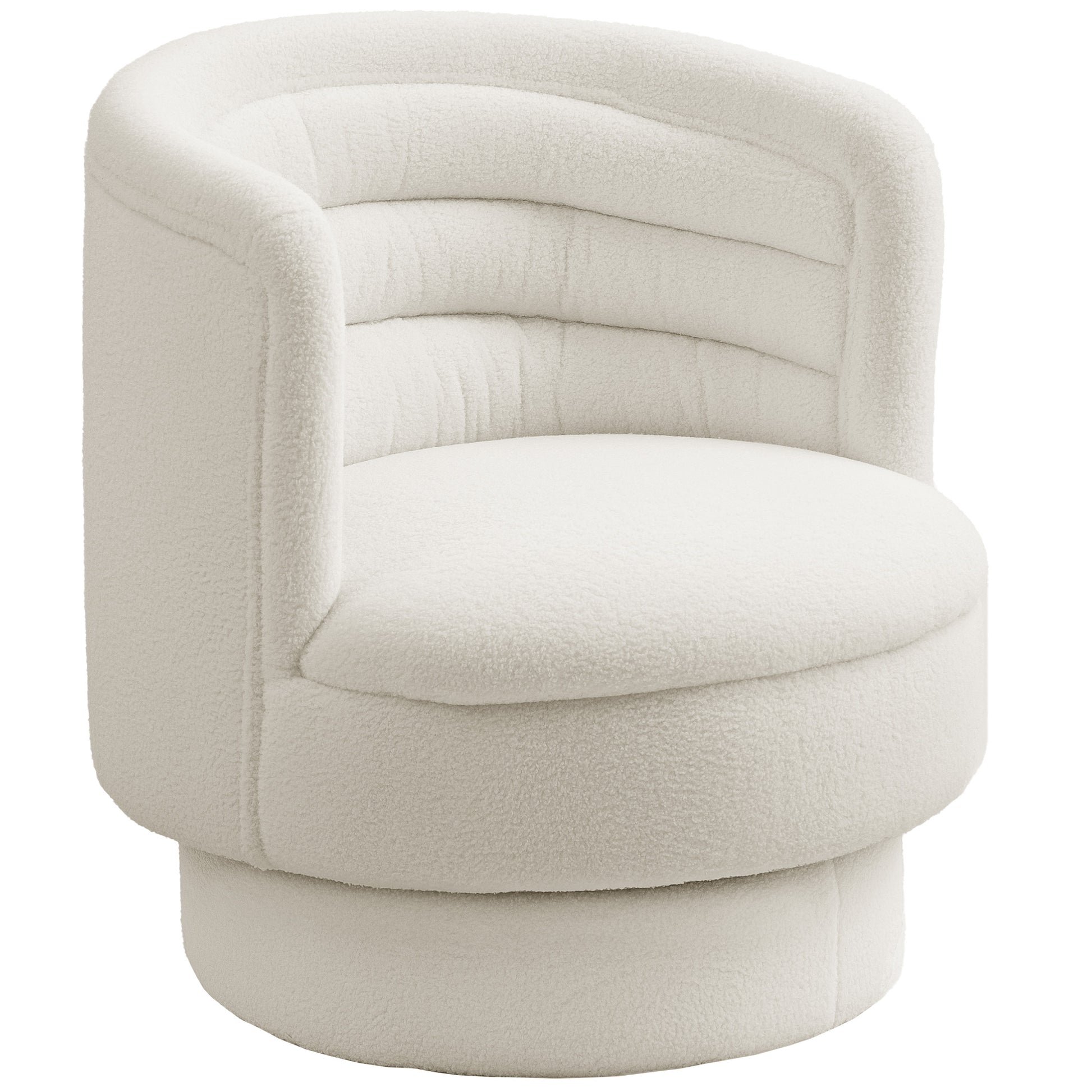 Chair Living Room Swivel Recliner with Armrests, Lounge Chair Reading Chair with Sherpa Look, Upholstered Chair for Bedroom Cream White