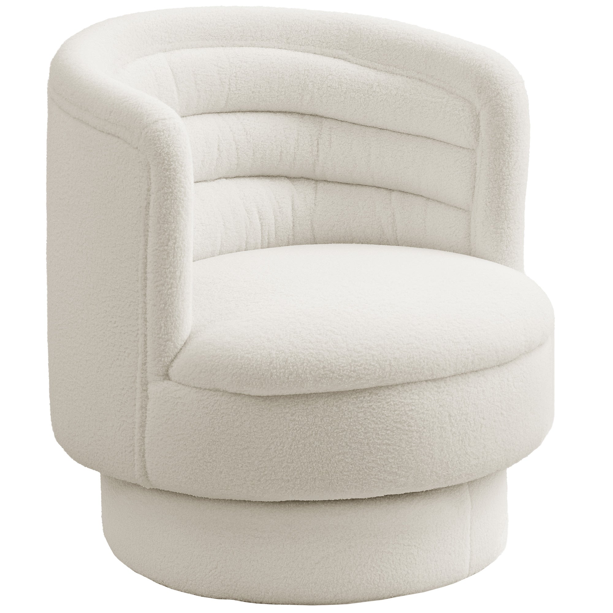 Chair Living Room Swivel Recliner with Armrests, Lounge Chair Reading Chair with Sherpa Look, Upholstered Chair for Bedroom Cream White