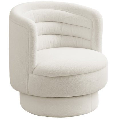 Chair Living Room Swivel Recliner with Armrests, Lounge Chair Reading Chair with Sherpa Look, Upholstered Chair for Bedroom Cream White