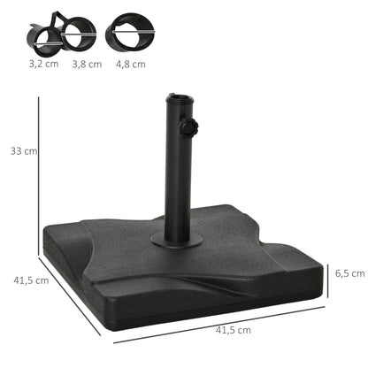 Umbrella Stand 20 kg Umbrella Stand for Umbrella Pole 32/38/48 mm Umbrella Base for Garden Terrace Balcony Cement 41.5 x 41.5 Black