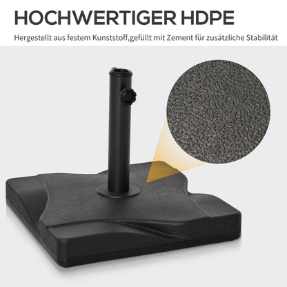 Umbrella Stand 20 kg Umbrella Stand for Umbrella Pole 32/38/48 mm Umbrella Base for Garden Terrace Balcony Cement 41.5 x 41.5 Black