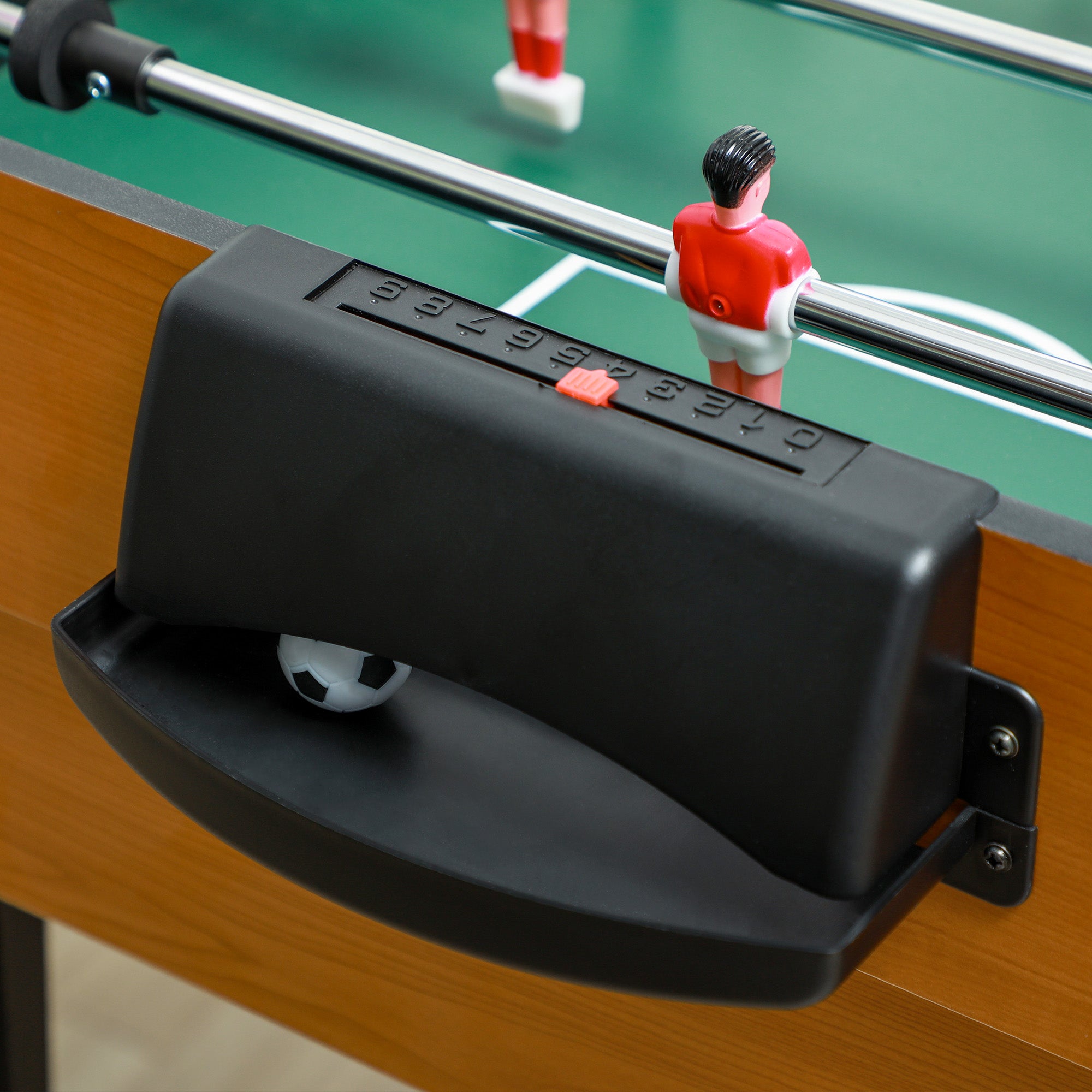 Multi Game Table 4-in-1 with Table Tennis, Billiards, Foosball, and Accessories Multifunctional Table for Kids Adults 107 x 61 x 84.5cm Natural Wood + Black