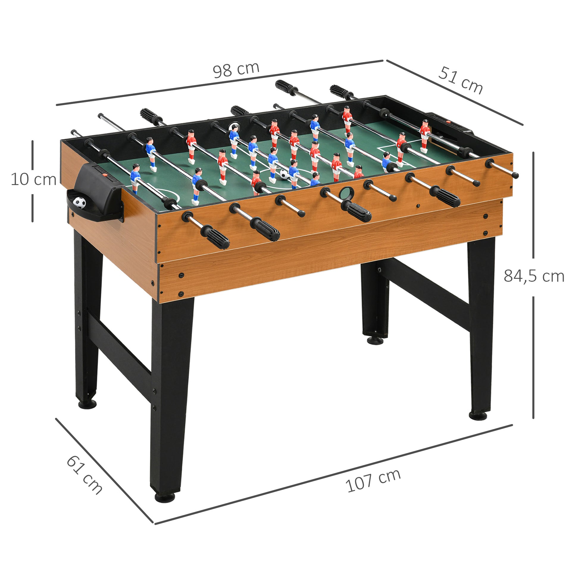 Multi Game Table 4-in-1 with Table Tennis, Billiards, Foosball, and Accessories Multifunctional Table for Kids Adults 107 x 61 x 84.5cm Natural Wood + Black