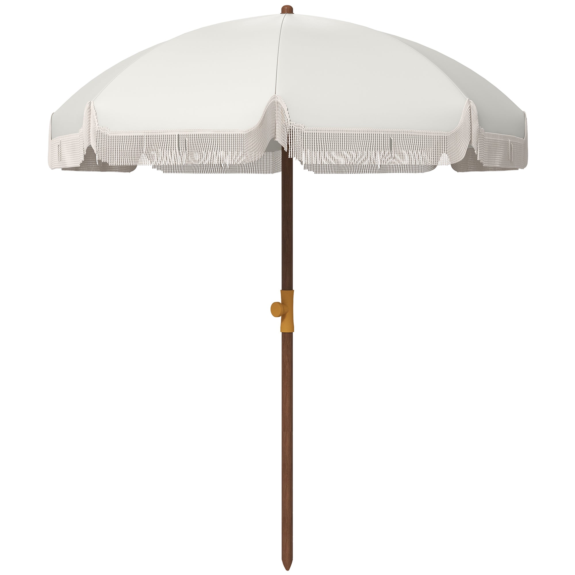 Beach Umbrella with Fringes Ø190x210 cm Patio Sunshade with 8 Rods Manual Opening Anti-UV Waterproof and Carry Bag for Garden Pool Light Gray