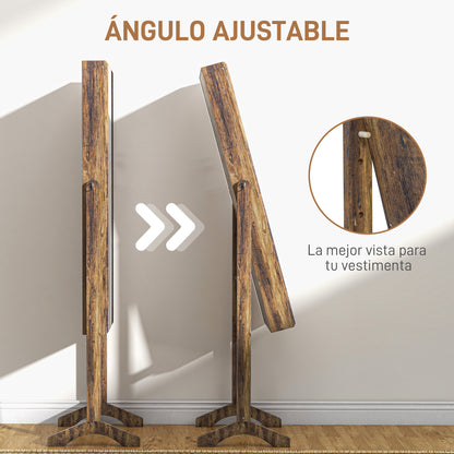 Full Length Mirror Jewelry Armoire with 3 Adjustable Angles Magnetic Lock Jewelry Organizer with Shelves Slots for Earrings Rings Necklaces 46x36.5x151.5 cm Rustic Brown