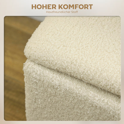 Storage Bench, Bed Bench, Upholstered Bench with Folding Lid, Velvet Look, Chest Bench, for Living Room, Bedroom, Cream White, 95 x 38 x 45 cm