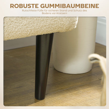 Storage Bench, Bed Bench, Upholstered Bench with Folding Lid, Velvet Look, Chest Bench, for Living Room, Bedroom, Cream White, 95 x 38 x 45 cm