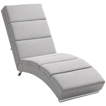 Recliner Lounger Armchair Upholstered Lounge Chair Chaise Longue with Linen Look, Steel Legs Recliner for Living Room Light Gray