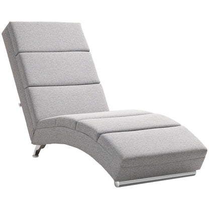 Recliner Lounger Armchair Upholstered Lounge Chair Chaise Longue with Linen Look, Steel Legs Recliner for Living Room Light Gray