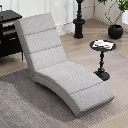 Recliner Lounger Armchair Upholstered Lounge Chair Chaise Longue with Linen Look, Steel Legs Recliner for Living Room Light Gray