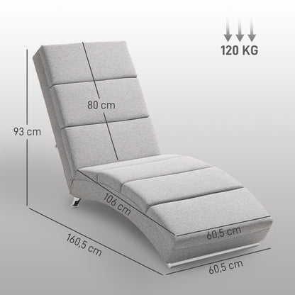 Recliner Lounger Armchair Upholstered Lounge Chair Chaise Longue with Linen Look, Steel Legs Recliner for Living Room Light Gray