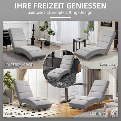 Recliner Lounger Armchair Upholstered Lounge Chair Chaise Longue with Linen Look, Steel Legs Recliner for Living Room Light Gray
