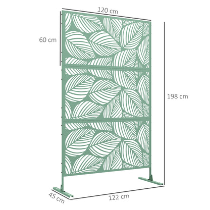 Outdoor Room Divider with 3-Piece Large Leaf Pattern and Steel Frame Privacy Screen for Patio Terrace Garden 122x45x198 cm Green