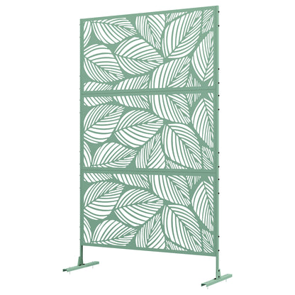 Outdoor Room Divider with 3-Piece Large Leaf Pattern and Steel Frame Privacy Screen for Patio Terrace Garden 122x45x198 cm Green