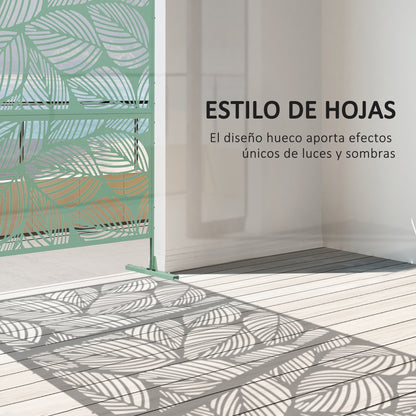 Outdoor Room Divider with 3-Piece Large Leaf Pattern and Steel Frame Privacy Screen for Patio Terrace Garden 122x45x198 cm Green