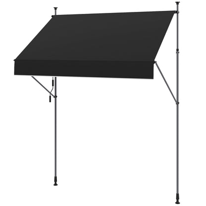 Manual Retractable Awning 2x1.2 m Outdoor Patio Roll-Up Awning Adjustable Height with Crank 210-310 cm UV30+ Protection Drill-Free for Garden Balcony Patio Black