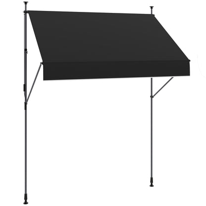 Manual Retractable Awning 2x1.2 m Outdoor Patio Roll-Up Awning Adjustable Height with Crank 210-310 cm UV30+ Protection Drill-Free for Garden Balcony Patio Black