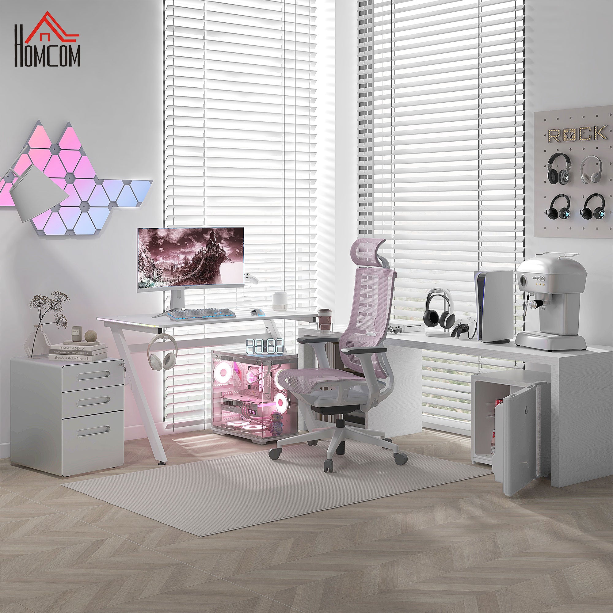 Mobile File Cabinet, Filing Cabinet with 3 Drawers, Office Cabinet, Storage Cabinet, Steel, White, 39 x 48 x 59 cm