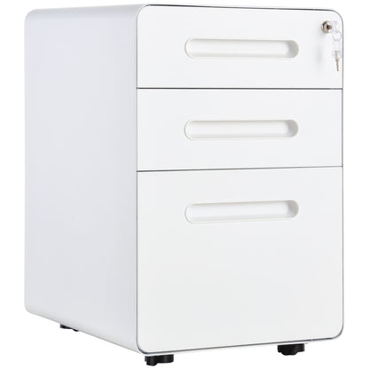Mobile File Cabinet, Filing Cabinet with 3 Drawers, Office Cabinet, Storage Cabinet, Steel, White, 39 x 48 x 59 cm
