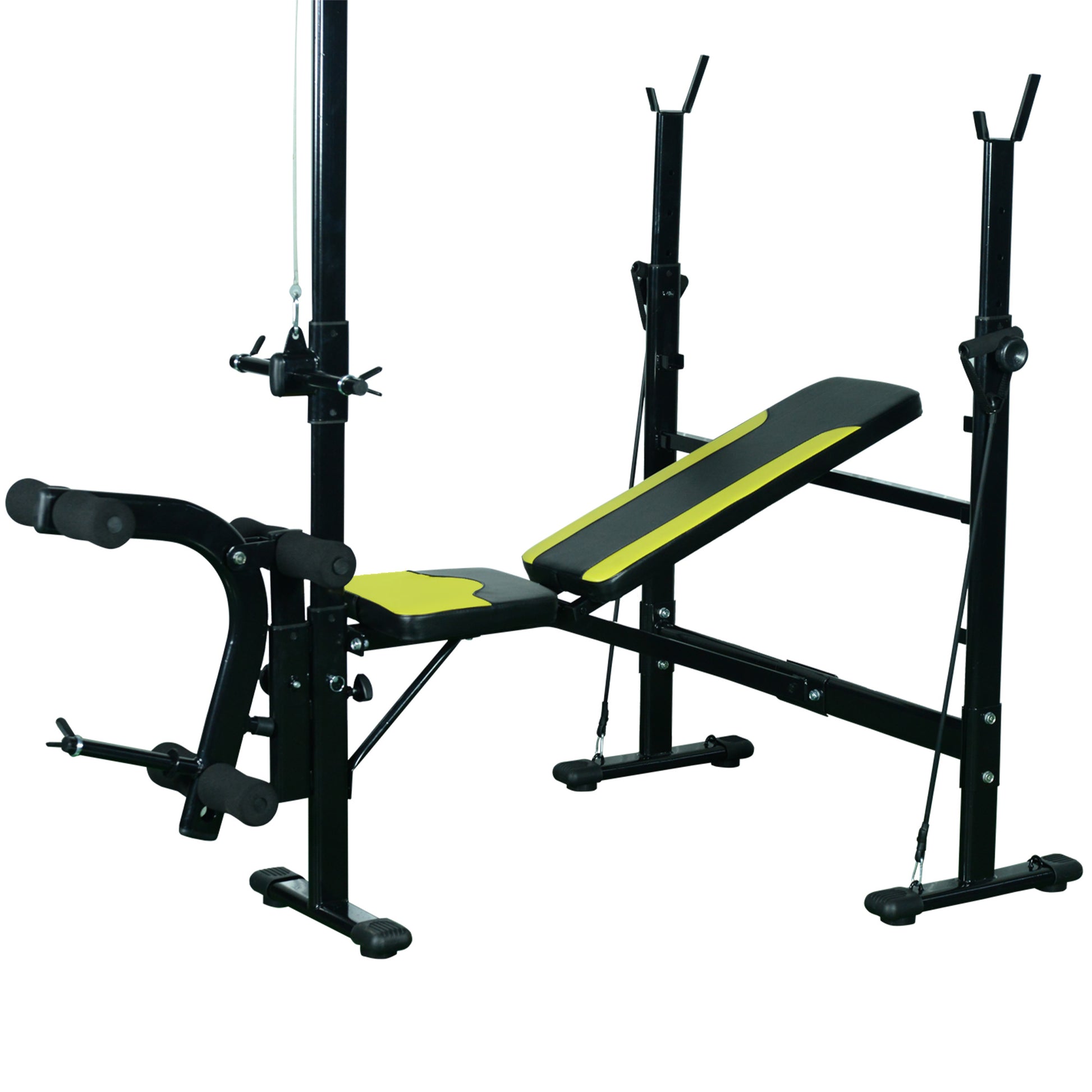 Multifunctional Weight Bench Reclining Muscle Training Bench with Adjustable Height for Total Fitness Training in Gym and Home Load 550 lbs 175x110x202 cm Black