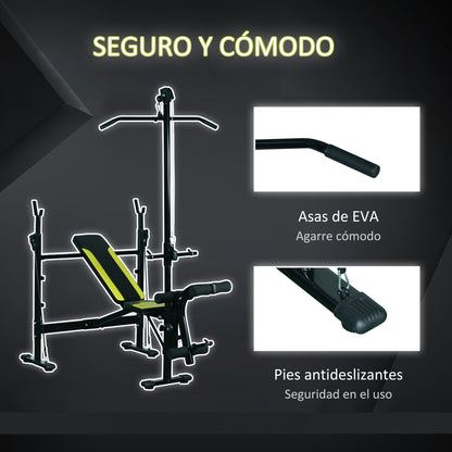 Multifunctional Weight Bench Reclining Muscle Training Bench with Adjustable Height for Total Fitness Training in Gym and Home Load 550 lbs 175x110x202 cm Black