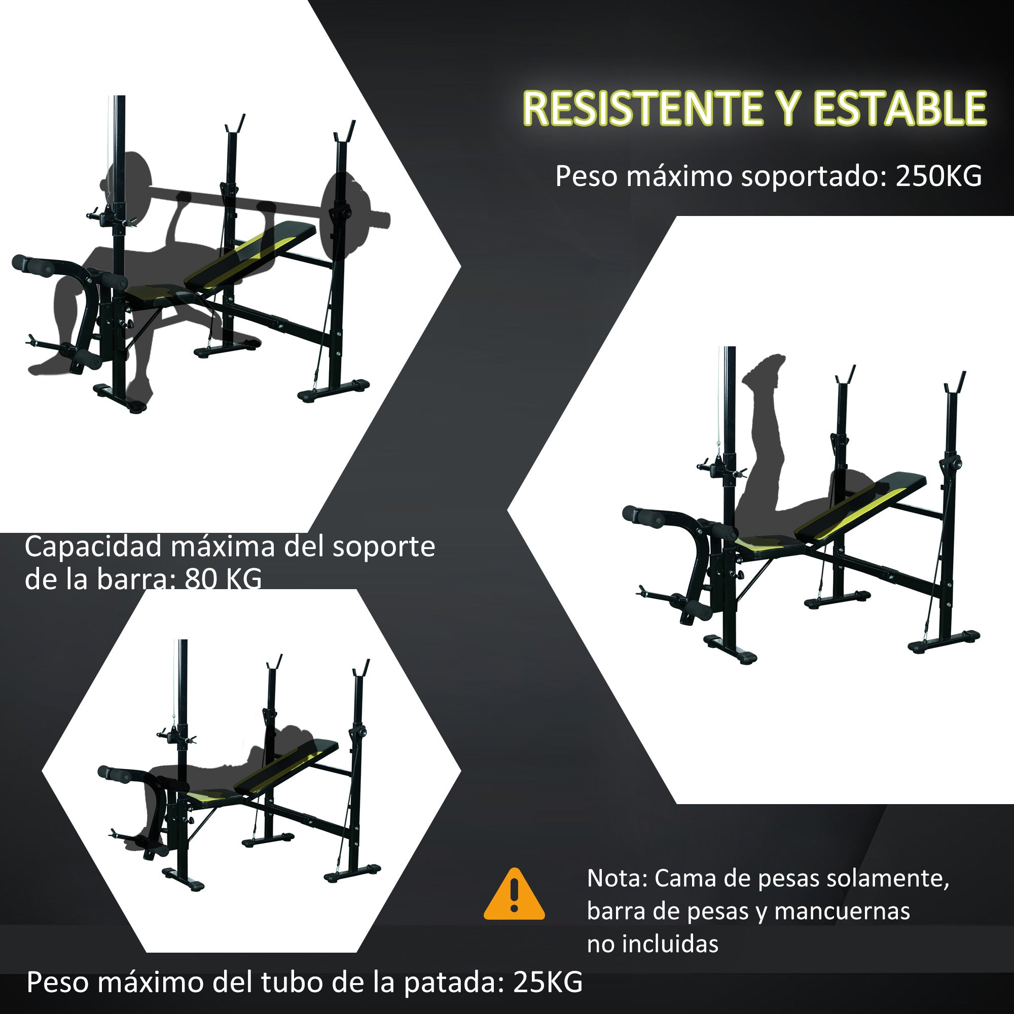 Multifunctional Weight Bench Reclining Muscle Training Bench with Adjustable Height for Total Fitness Training in Gym and Home Load 550 lbs 175x110x202 cm Black