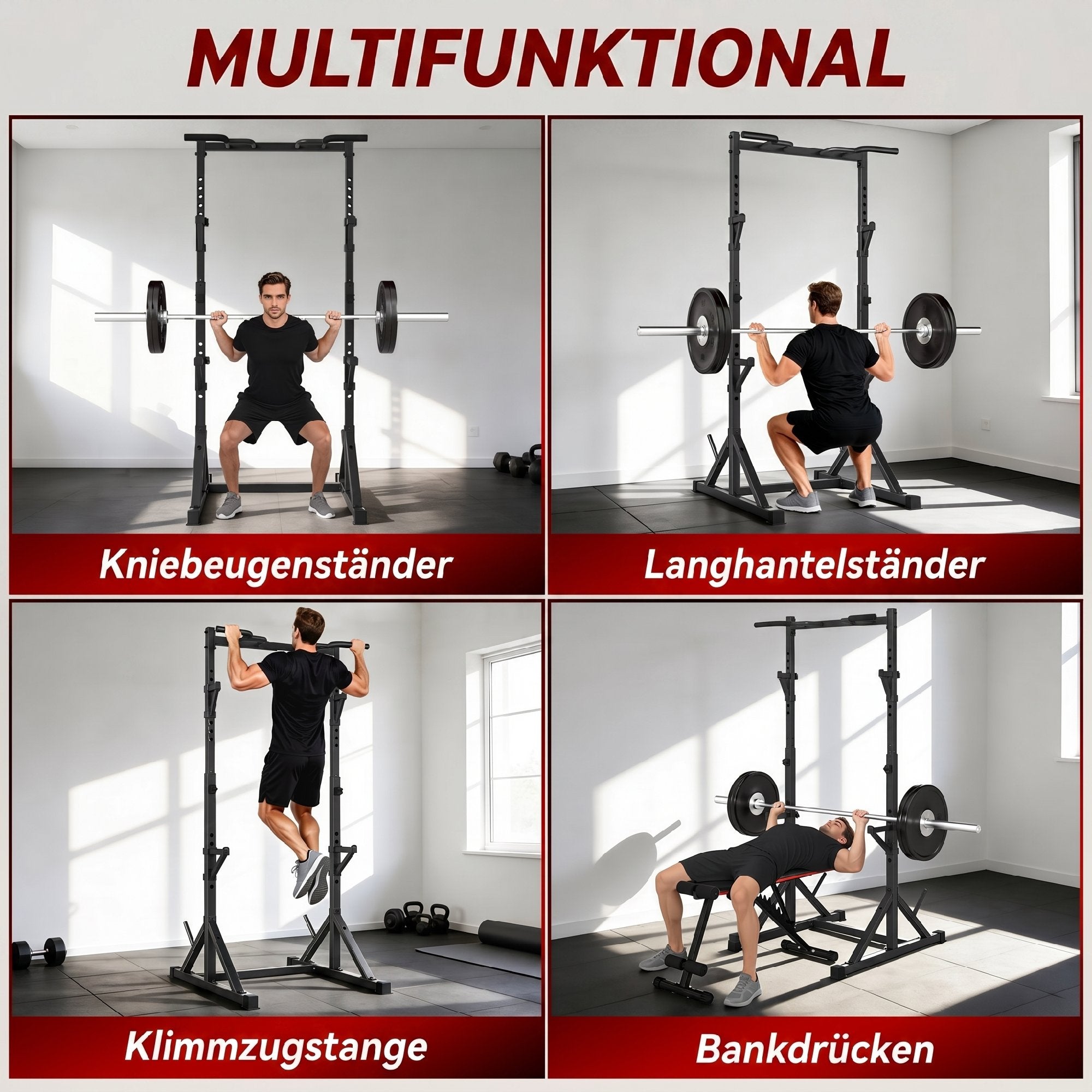 SPORTNOW 2-Level Barbell Rack – Steel Squat Rack with Plate Storage, Up to 200 kg Load