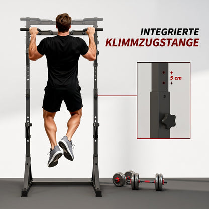 SPORTNOW 2-Level Barbell Rack – Steel Squat Rack with Plate Storage, Up to 200 kg Load