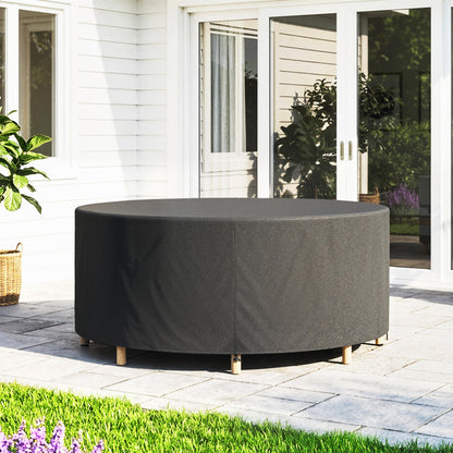 Round Patio Furniture Cover – 420D Waterproof Oxford, UV30+ Protection, Fits Round Tables & Stacked Chairs Ø84.3" x 27.6", Black