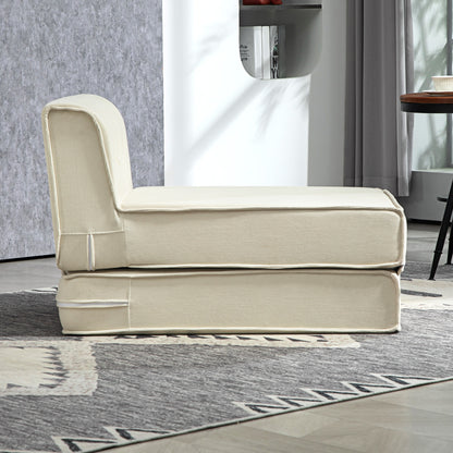 Floor Sofa 2-in-1 Foldable Sofa Bed with Corduroy Look, Upholstered Sofa Bed up to 240 kg Load Capacity for Living Room, Bedroom, Cream White