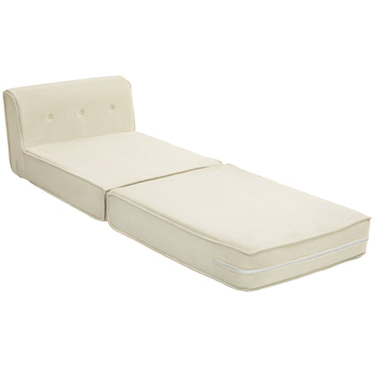 Floor Sofa 2-in-1 Foldable Sofa Bed with Corduroy Look, Upholstered Sofa Bed up to 240 kg Load Capacity for Living Room, Bedroom, Cream White