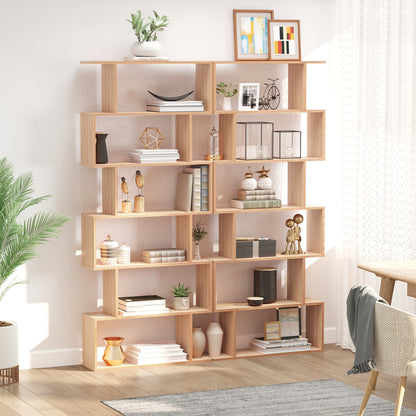 Modern Design Wooden Bookcase with 6 Shelves Natural Wood 80 x 23 x 192cm