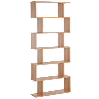 Modern Design Wooden Bookcase with 6 Shelves Natural Wood 80 x 23 x 192cm
