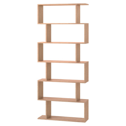 Modern Design Wooden Bookcase with 6 Shelves Natural Wood 80 x 23 x 192cm