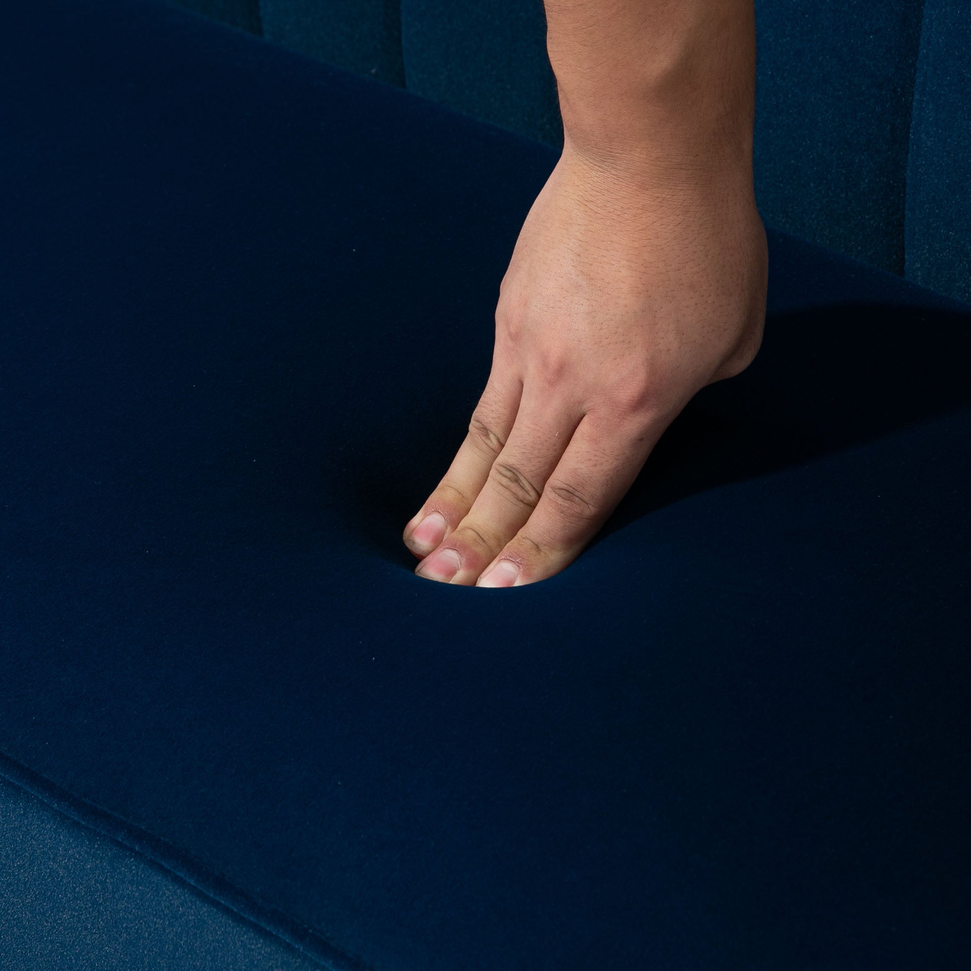 2-Seater Loveseat Sofa, Small Velvet-Effect Upholstered Couch for Living Room or Bedroom — Dark Blue, 46" x 22" x 30"