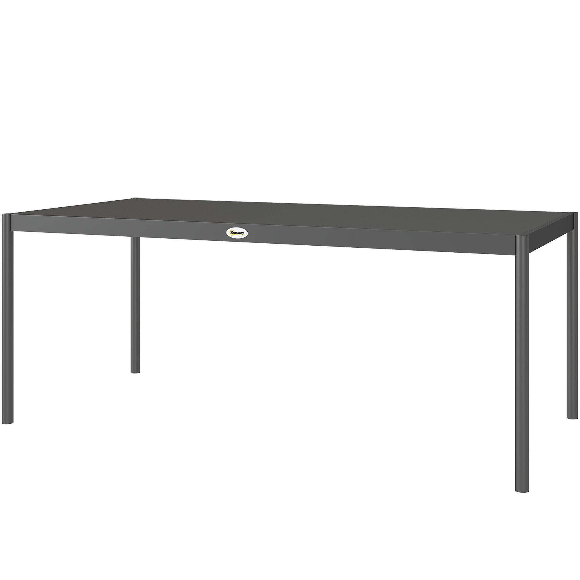 Steel Outdoor Dining Table, Garden Table for 8 Persons with Rectangular Slatted Top, Anti-Rust and Weather-Resistant, for Patio, Terrace, Dark Gray