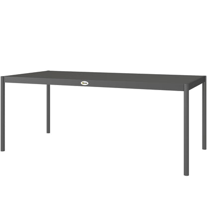 Steel Outdoor Dining Table, Garden Table for 8 Persons with Rectangular Slatted Top, Anti-Rust and Weather-Resistant, for Patio, Terrace, Dark Gray