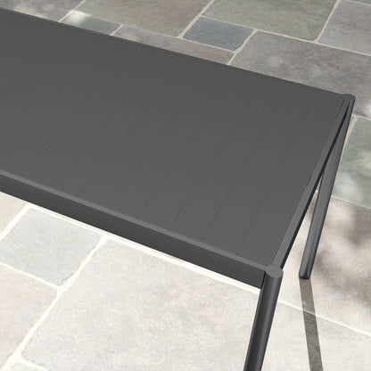 Steel Outdoor Dining Table, Garden Table for 8 Persons with Rectangular Slatted Top, Anti-Rust and Weather-Resistant, for Patio, Terrace, Dark Gray