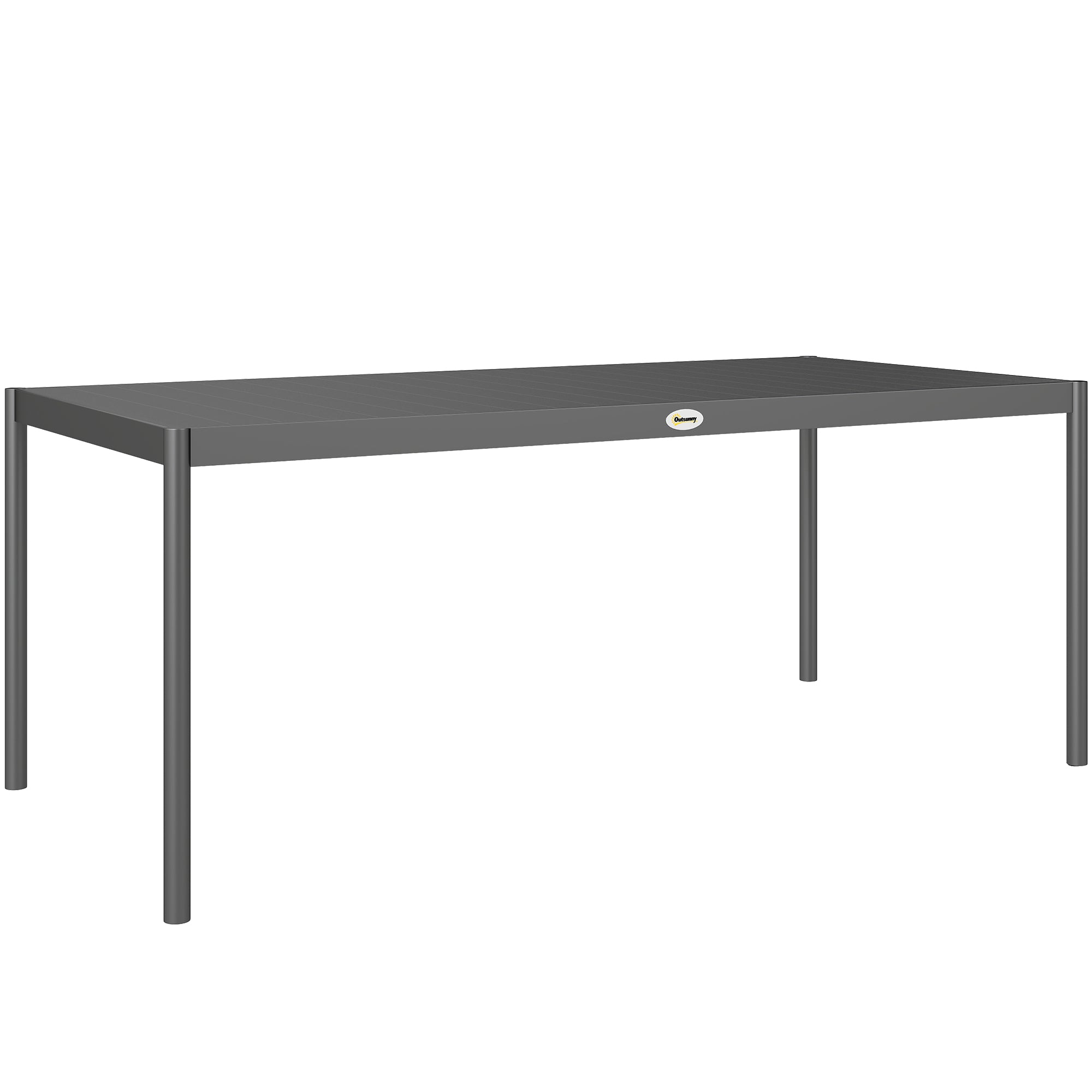 Steel Outdoor Dining Table, Garden Table for 8 Persons with Rectangular Slatted Top, Anti-Rust and Weather-Resistant, for Patio, Terrace, Dark Gray