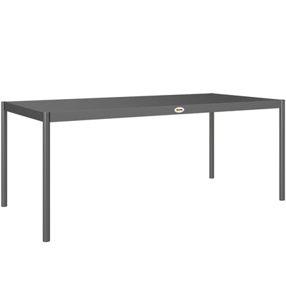Steel Outdoor Dining Table, Garden Table for 8 Persons with Rectangular Slatted Top, Anti-Rust and Weather-Resistant, for Patio, Terrace, Dark Gray